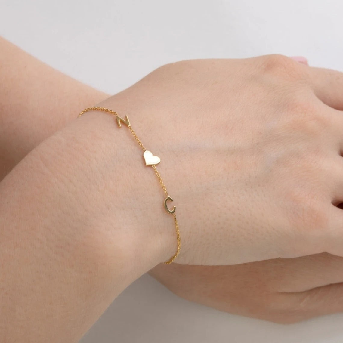 Custom Initial Heart Bracelet