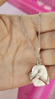 Unique Square Baroque Pearl Pendant Necklace