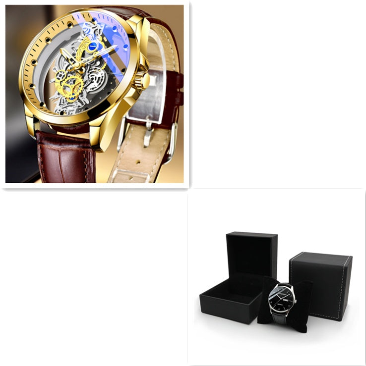 Men's Gold Skeleton Vintage Automatic Quartz Watch