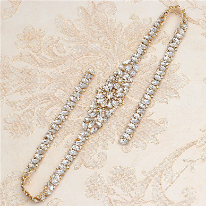 Rhinestone Applique Wedding Dress Waist Belt
