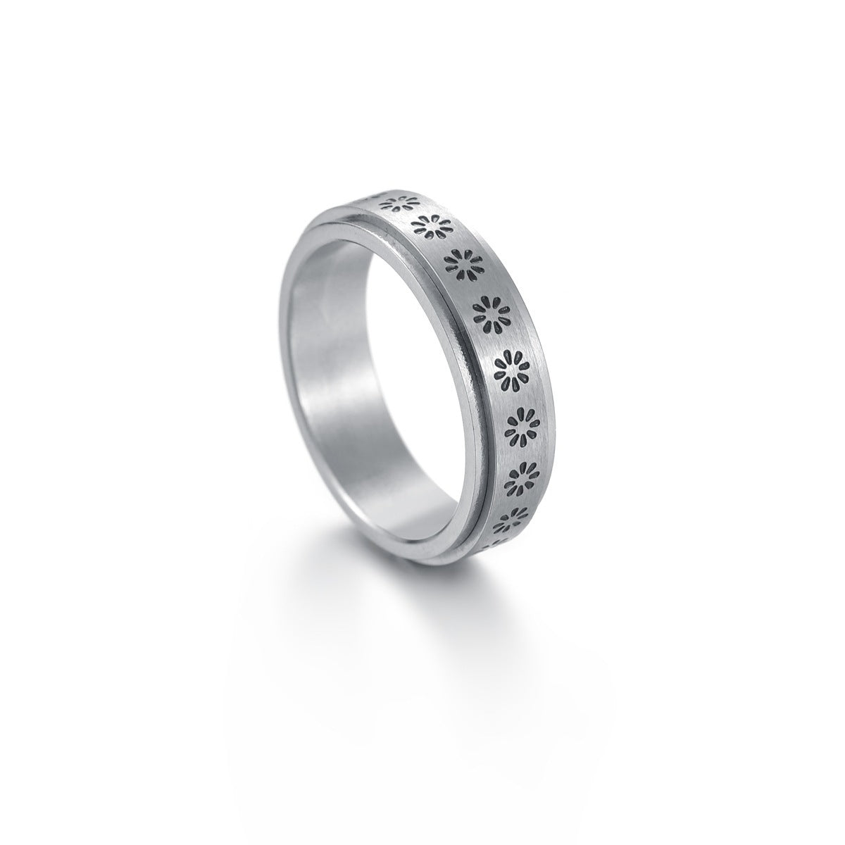 Rotatable Titanium Steel Star and Moon Ring