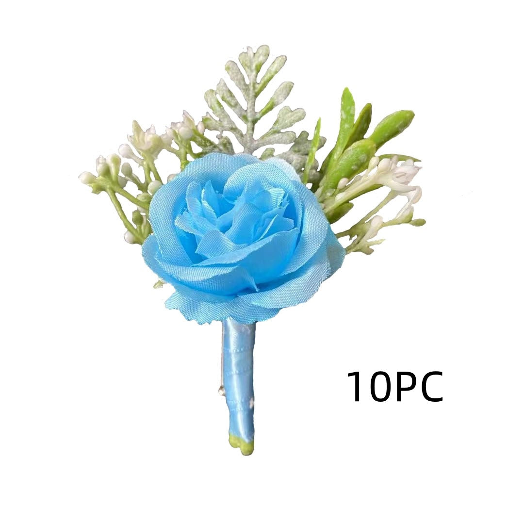 Fabric Rose Bride and Groom Corsage