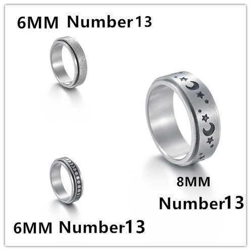 Rotatable Titanium Steel Star and Moon Ring