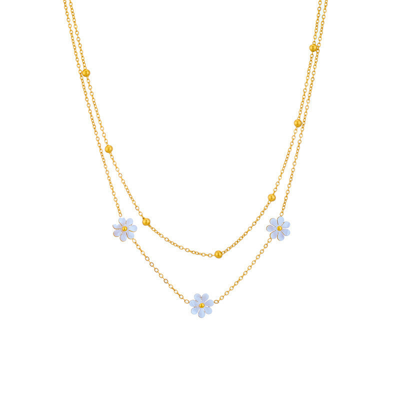 Gold Plated Daisy Flower Titanium Steel Jewelry Set