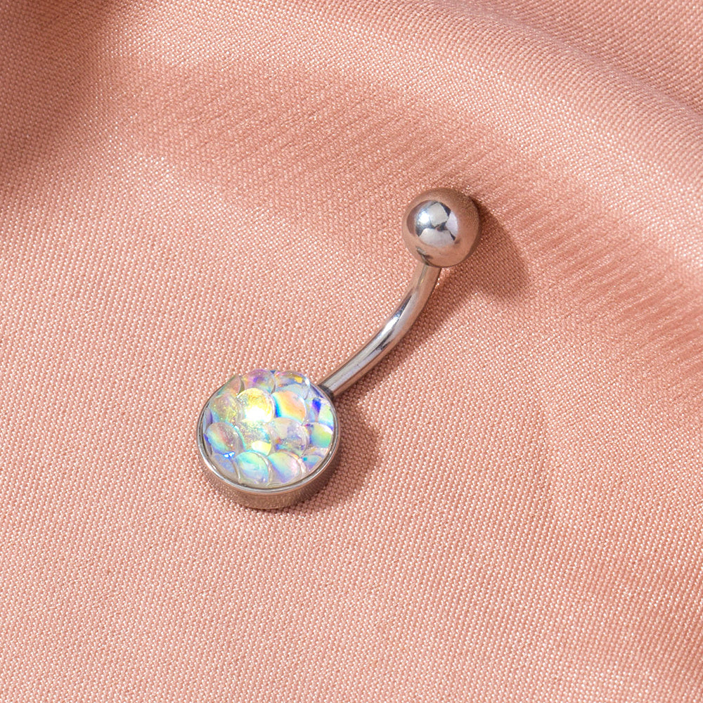 Mermaid Scale Zircon Belly Button Ring