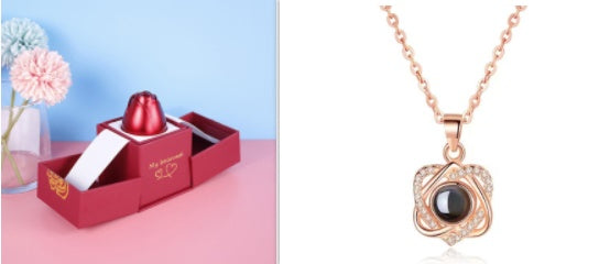 Romantic Rose & Crystal Necklace Gift Set