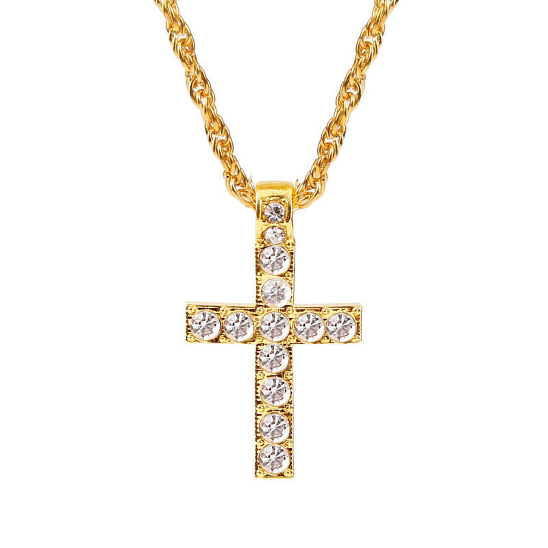 Zircon Geometric Cross Pendant Necklace