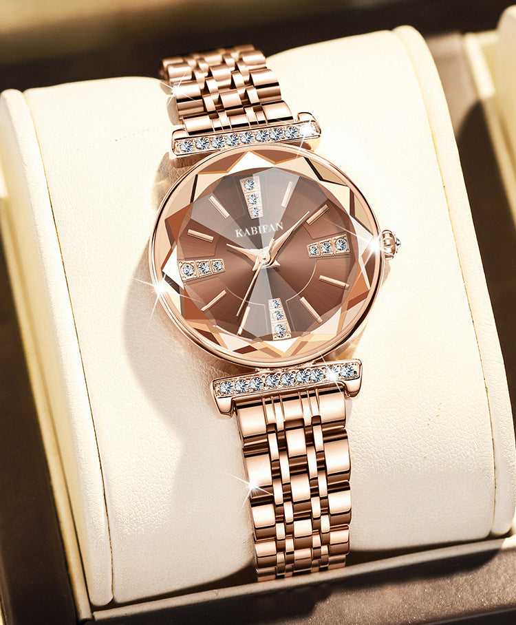 Women's Elegant Diamond-Accent Waterproof Steel Watch