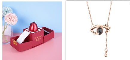 Romantic Rose & Crystal Necklace Gift Set