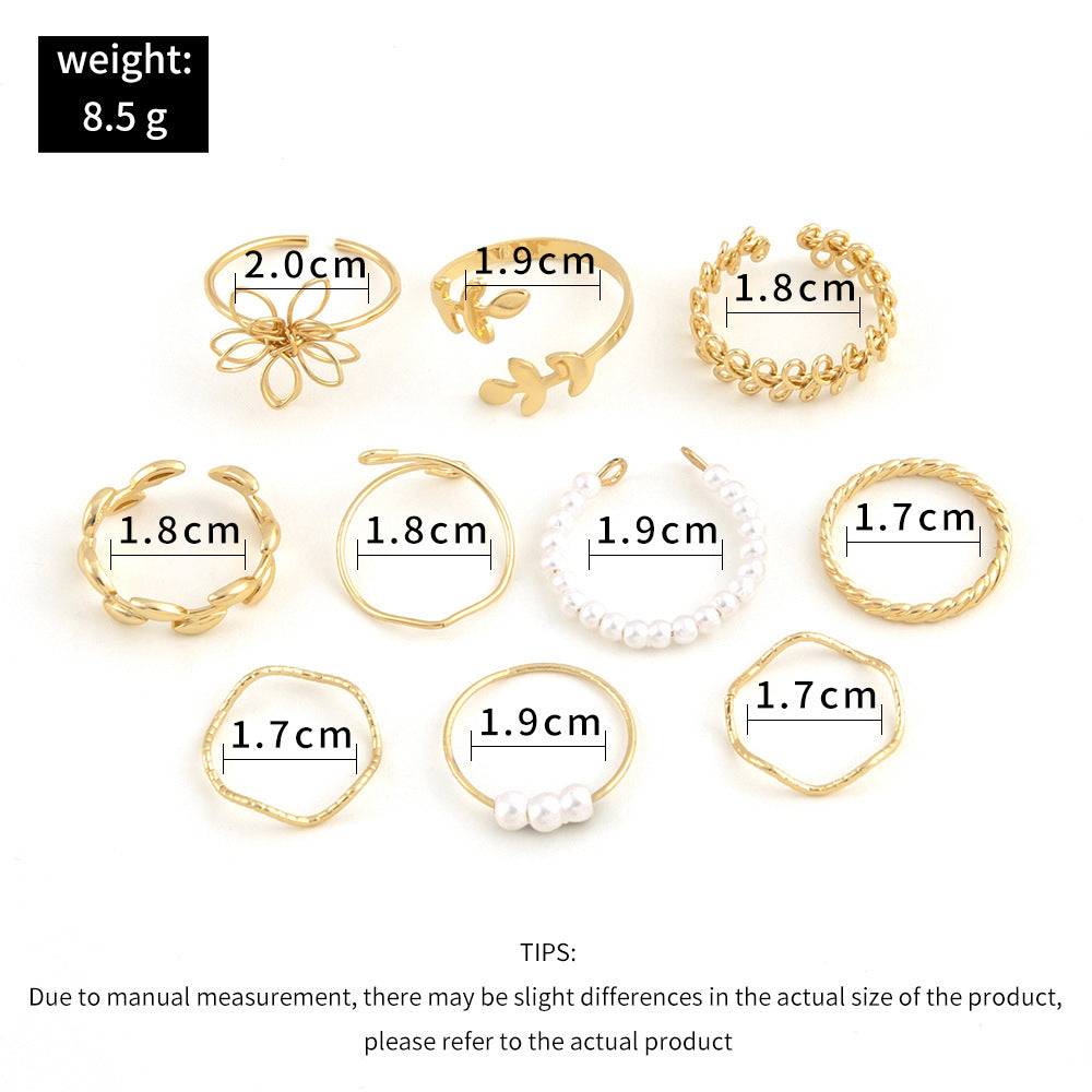 Simple Glossy Openwork Ring Set
