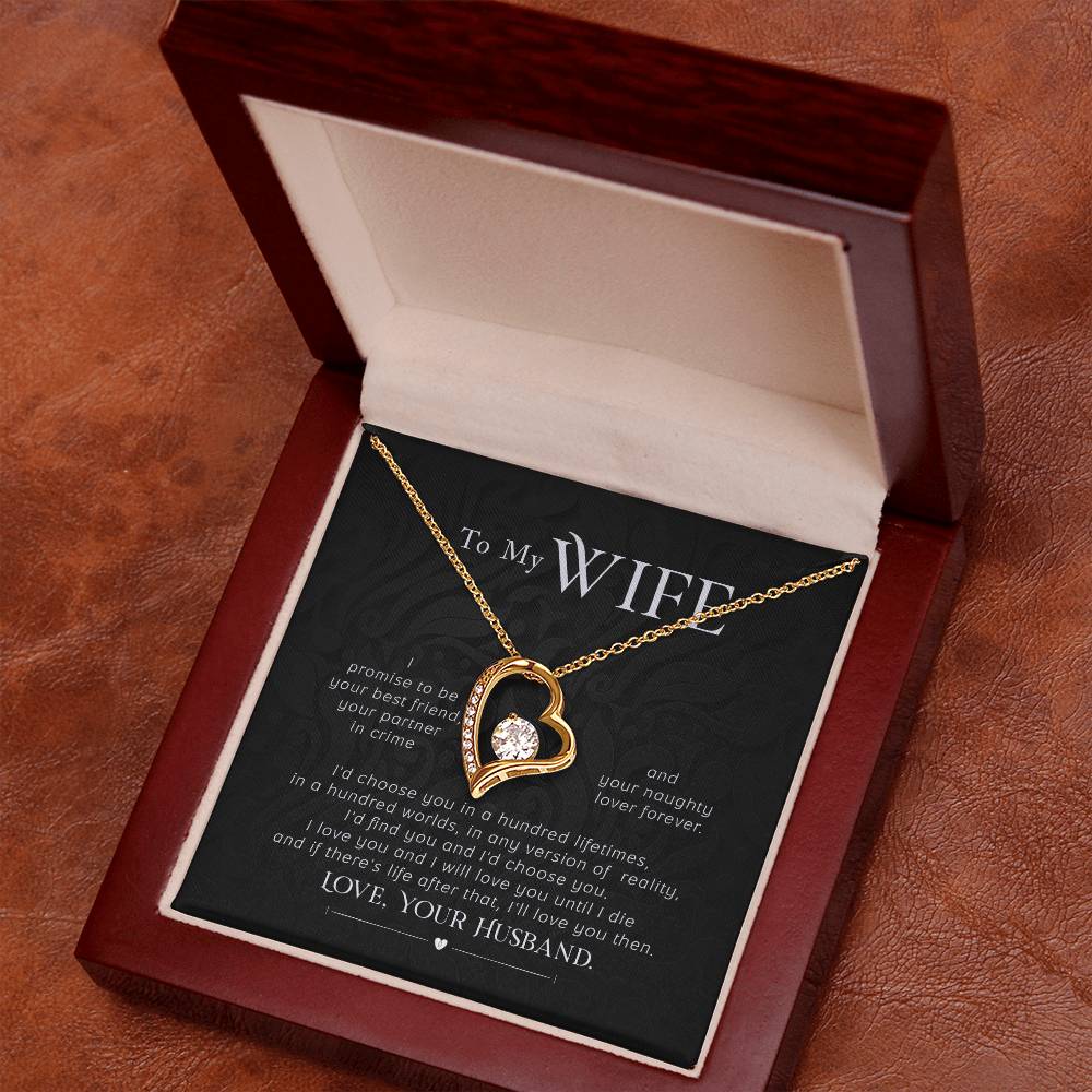 Forever Love Necklace with Message Card : Gifts for Wife - To My Wife I Promise to be Your Best Friend Your Partner - For Anniversary, Birthday