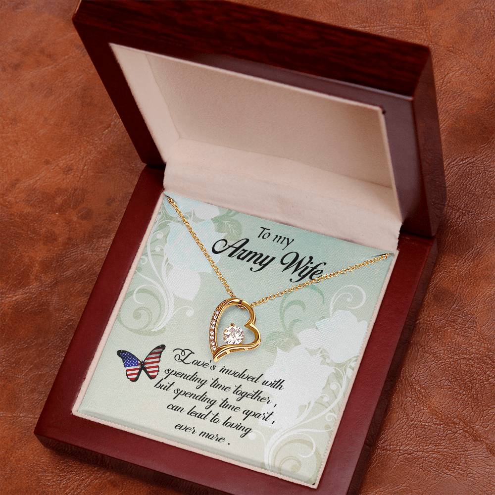 Forever Love Necklace with Message Card : Gifts for Wife - To My Army Wife, Love's Involved with Spending Time Together - For Anniversary, Birthday