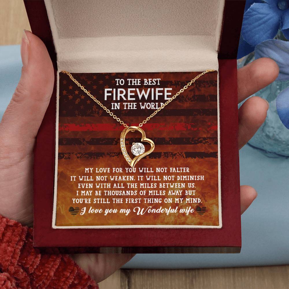 Forever Love Necklace with Message Card : Gifts for Wife - To the Best Firewife In the World - For Anniversary, Birthday