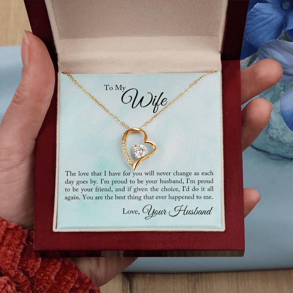 Forever Love Necklace with Message Card : Gifts for Wife - To My Wife the Love that I Have for You Will Never - For Anniversary, Birthday