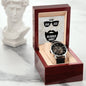 Men's Openwork Watch with Message Card : Gifts for Husband -To My Badass Bearded Hubby - For Anniversary, Birthday