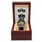 Men's Openwork Watch with Message Card : Gifts for Husband -To My Badass Bearded Hubby - For Anniversary, Birthday