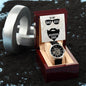 Men's Openwork Watch with Message Card : Gifts For Dad - To My Badass Bearded Dad - Gift For Father's Day, Birthday