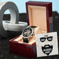 Men's Openwork Watch with Message Card : Gifts for Husband -To My Badass Bearded Hubby - For Anniversary, Birthday