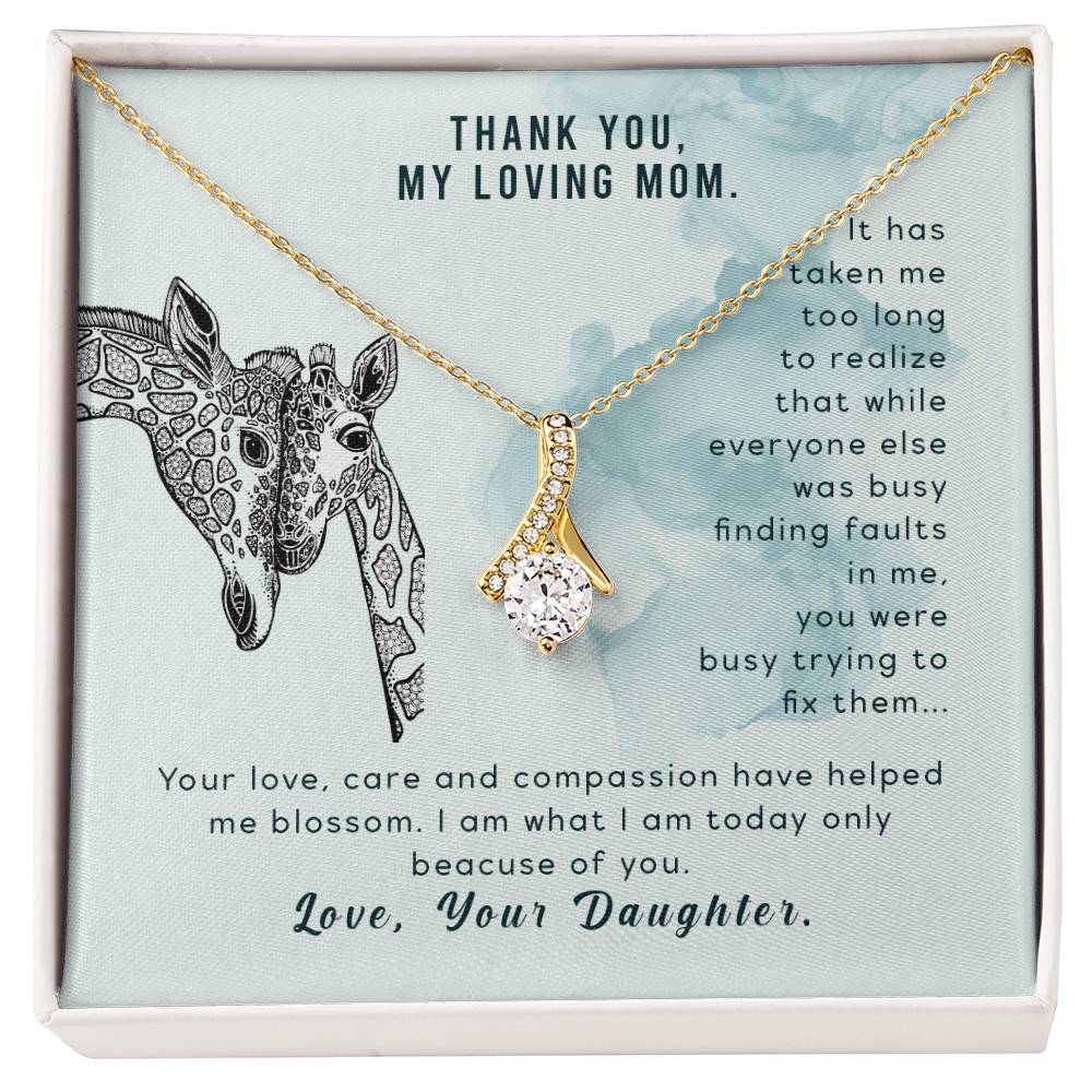 Alluring Beauty Necklace With Message Card : Gifts For Mom - Your Love Care and Compassion Have Helped Me Blossom - For Mother's Day, Birthday