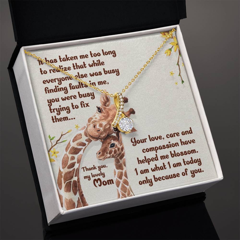 Alluring Beauty Necklace With Message Card : Gifts For Mom - It Has Taken Me Too Long To Realize - For Mother's Day, Birthday