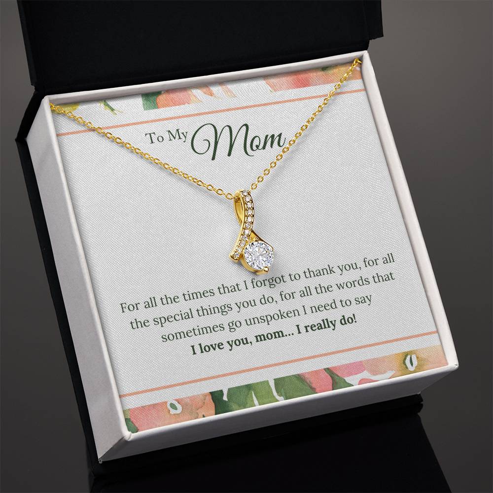 Alluring Beauty Necklace With Message Card : Gifts For Mom - For All the Times that I Forgot to Thank You - For Mother's Day, Birthday