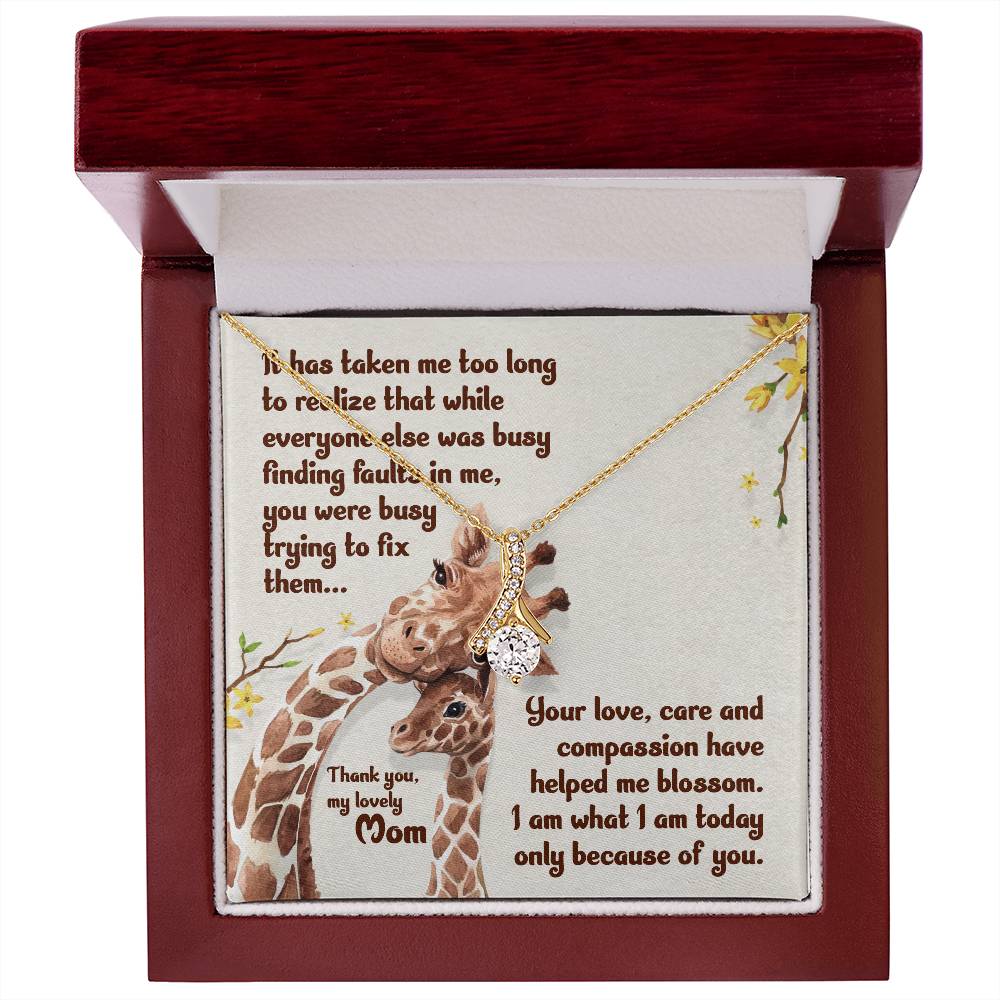 Alluring Beauty Necklace With Message Card : Gifts For Mom - It Has Taken Me Too Long To Realize - For Mother's Day, Birthday