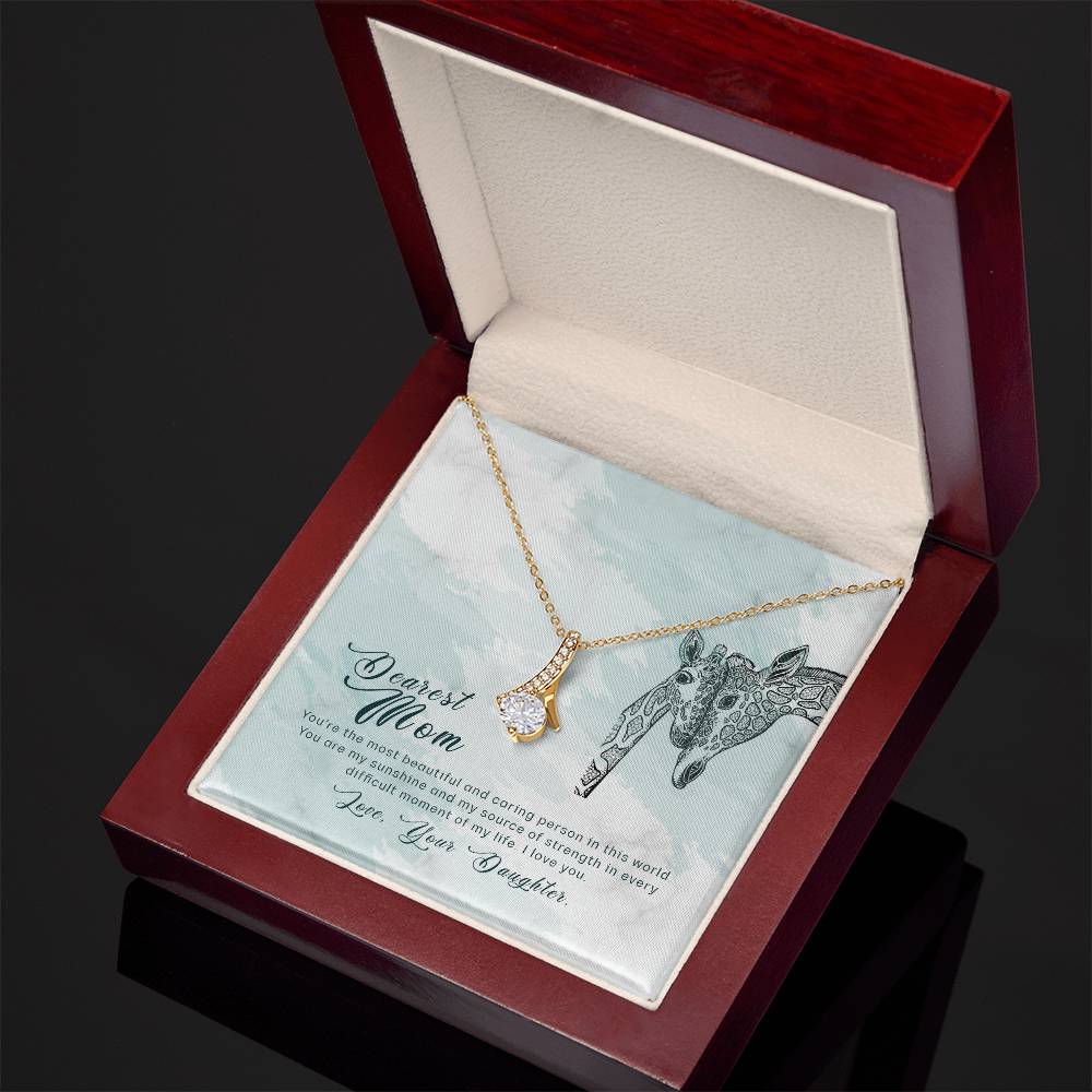 Alluring Beauty Necklace With Message Card : Gifts For Mom - You're the Most Beautiful and Caring Person  - For Mother's Day, Birthday