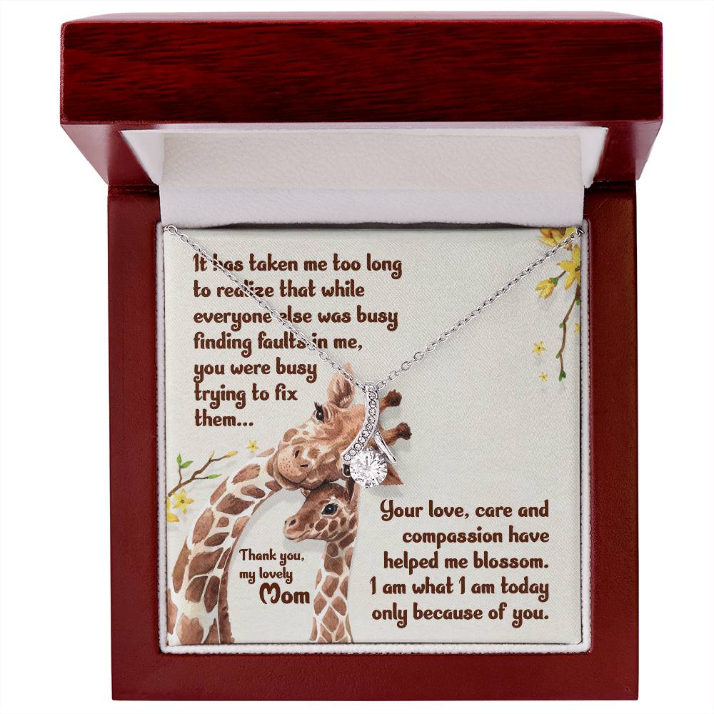 Alluring Beauty Necklace With Message Card : Gifts For Mom - It Has Taken Me Too Long To Realize - For Mother's Day, Birthday