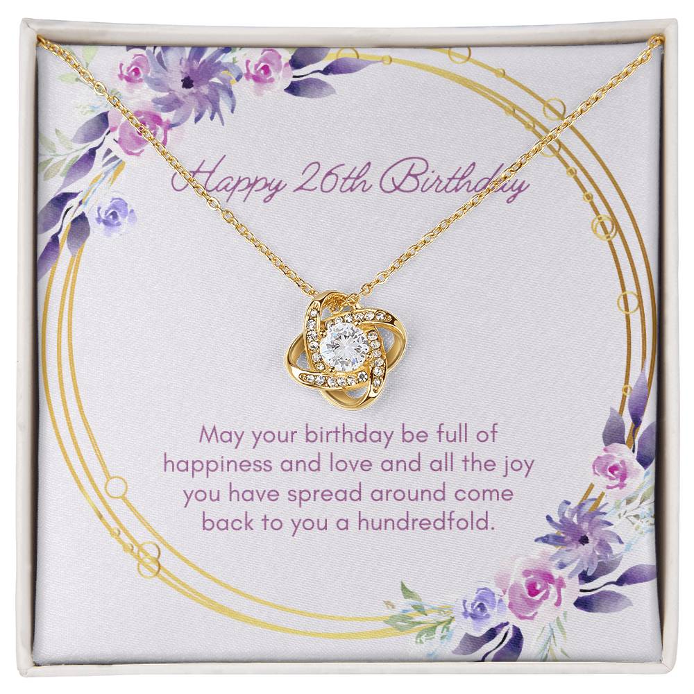 Birthday Gifts for Her: 26th Birthday Gift - Love Knot Necklace with Message Card - For Wife, Girlfriend, Sister, Daughter, Friend