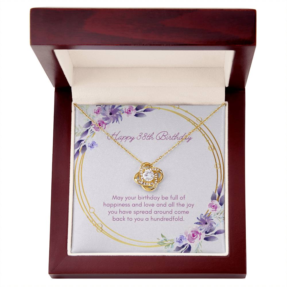 Birthday Gifts for Her: 38th Birthday Gift - Love Knot Necklace with Message Card - For Wife, Girlfriend, Sister, Daughter, Friend