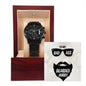 Black Chronograph Watch with Message Card : Gifts for Husband -To My Badass Bearded Hubby - For Anniversary, Birthday