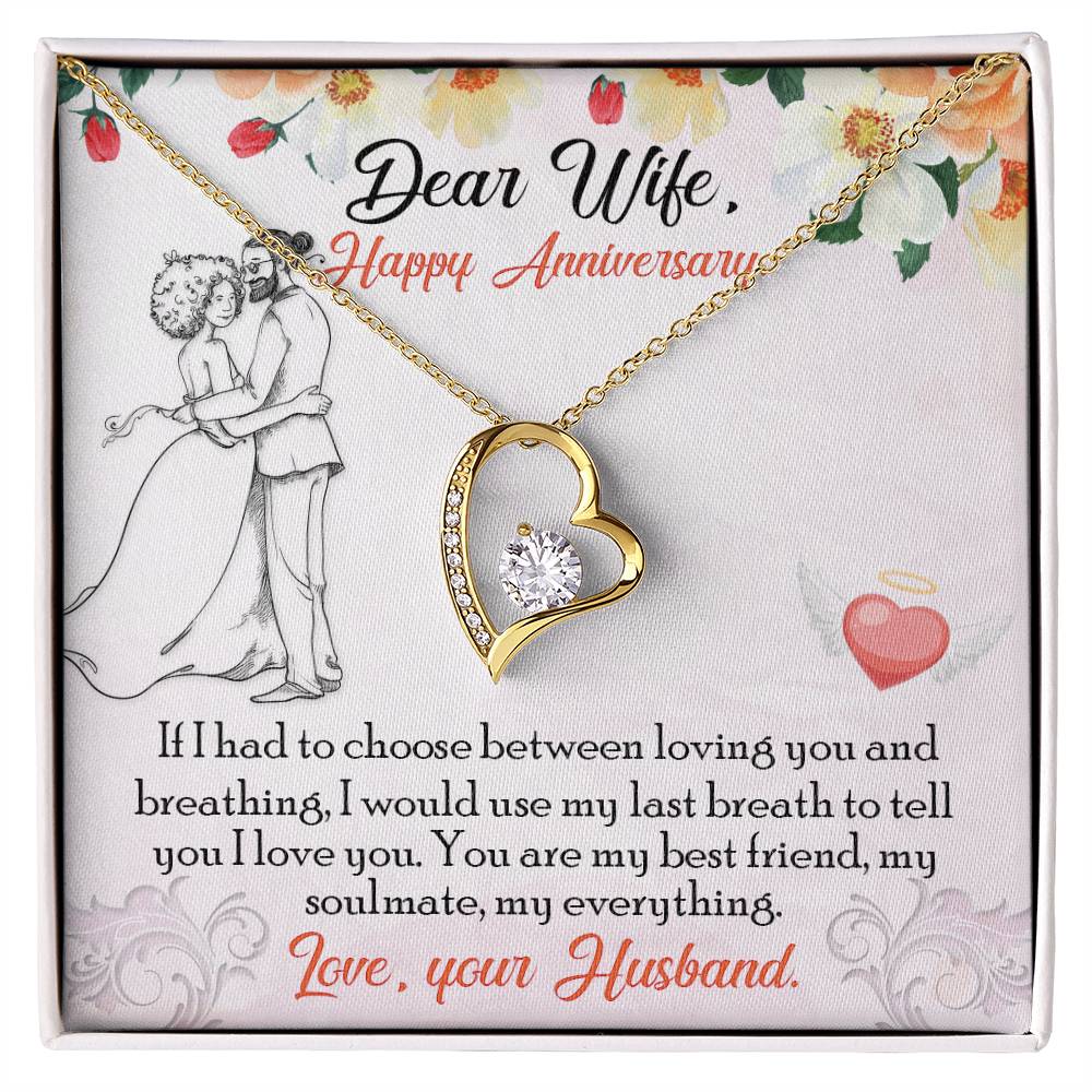 Forever Love Necklace with Message Card : Gifts for Wife - If I Had to Choose Between Loving You and Breathing - For Anniversary