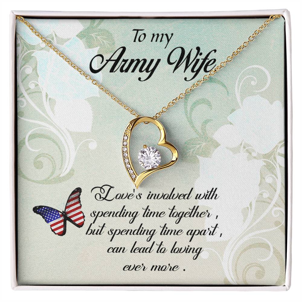 Forever Love Necklace with Message Card : Gifts for Wife - To My Army Wife, Love's Involved with Spending Time Together - For Anniversary, Birthday