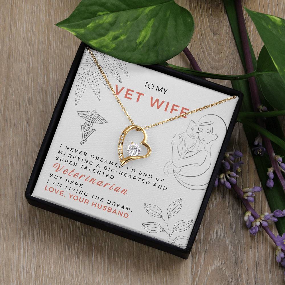 Forever Love Necklace with Message Card : Gifts for Wife - To My Vet Wife, I Never Dream I'd End Up - For Anniversary, Birthday