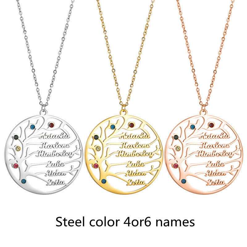 Personalized Golden Tree of Life Name Necklace