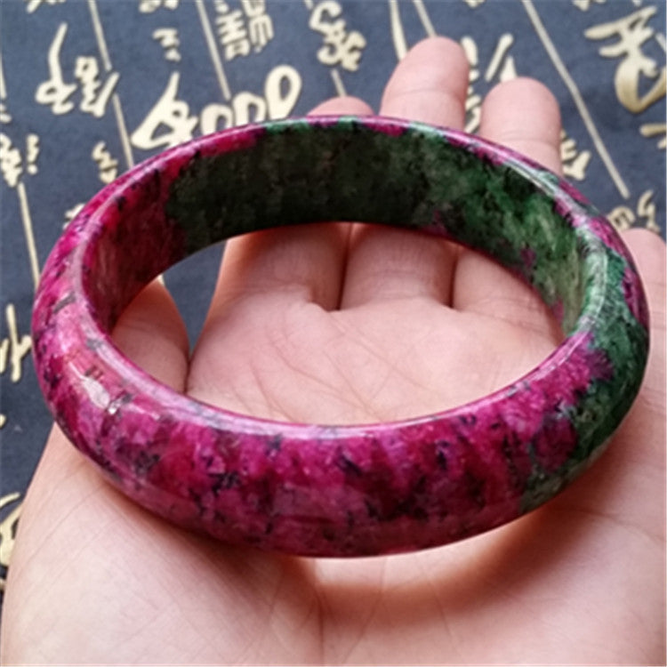 Hand-Polished Peach Blossom Jade Bracelet