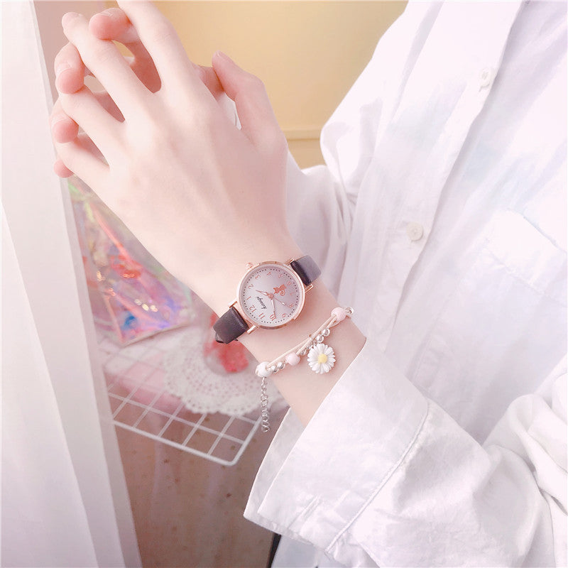 Minimalist Cat Design Analog Wristwatch Set