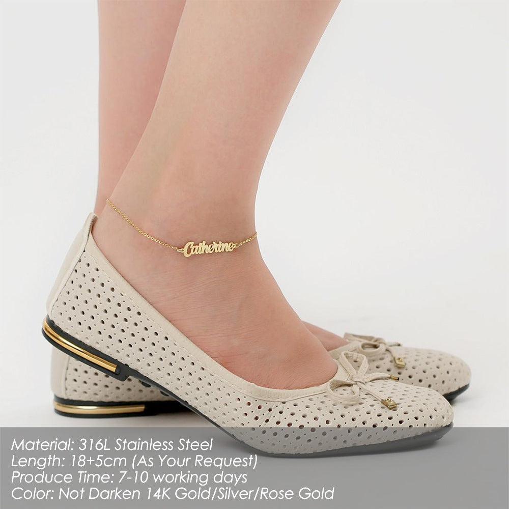Personalized Custom Gold Plated 316L Stainless Steel Anklet