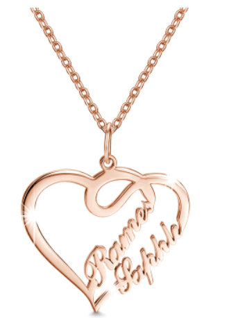 Custom Merged Double Heart Name Necklace