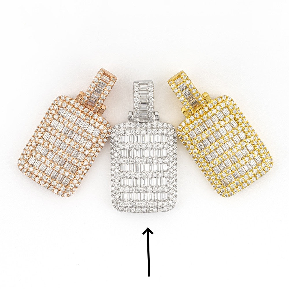 Hip Hop Iced Out Moissanite Rectangle Pendant
