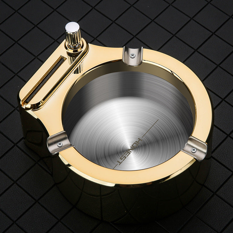 Multifunctional Metal Ashtray with Permanent Match Lighter