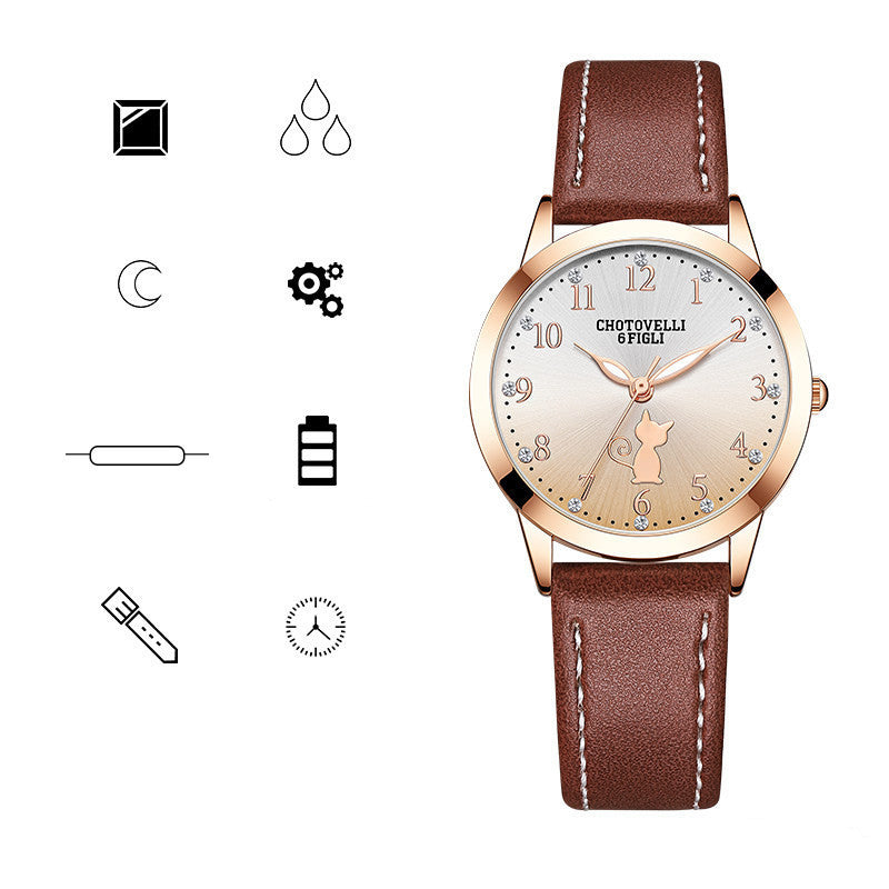 Kids' Rhinestone & Leather Quartz Watch