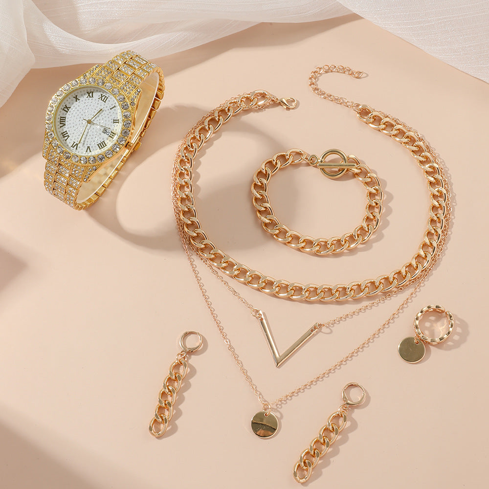 Sophisticated Quartz Watch & Jewelry Set for Her