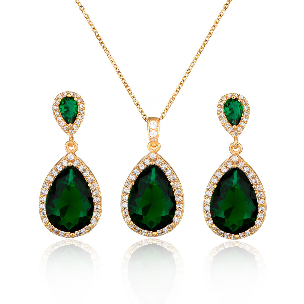 Graceful Zircon Water Drop Bridal Jewelry Set