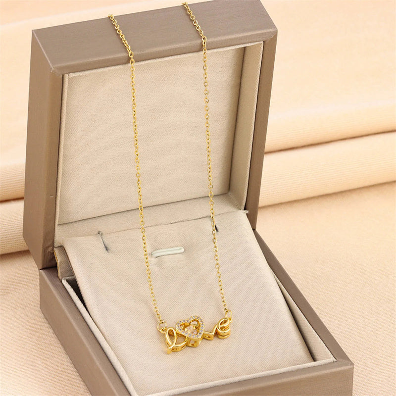Elegant Love Letter Titanium Steel Necklace