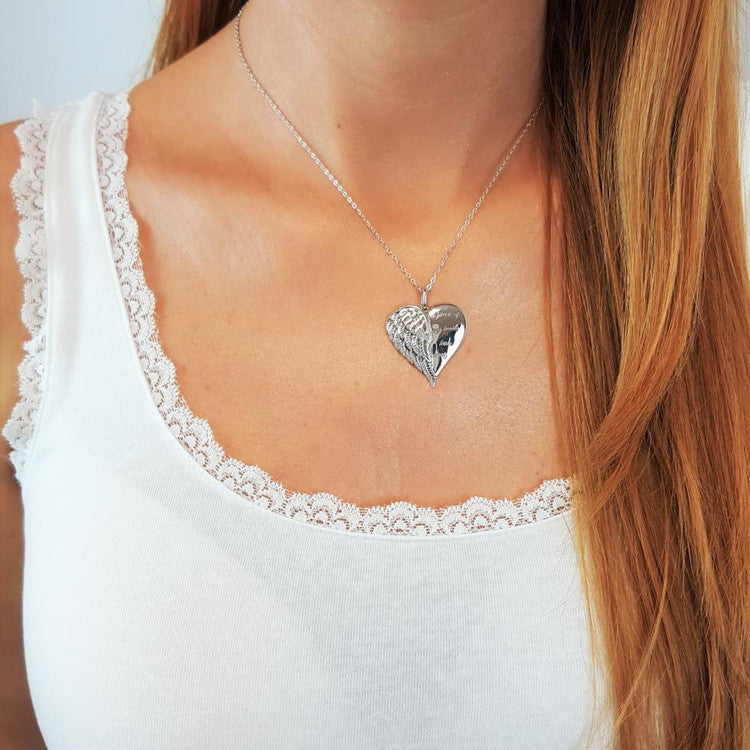 Angel Wings "A Piece of My Heart Has Wings" Message Necklace