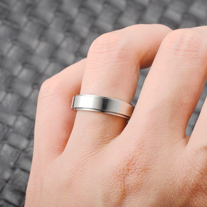 Stainless Steel Rotatable Spinner Ring for Anxiety Relief