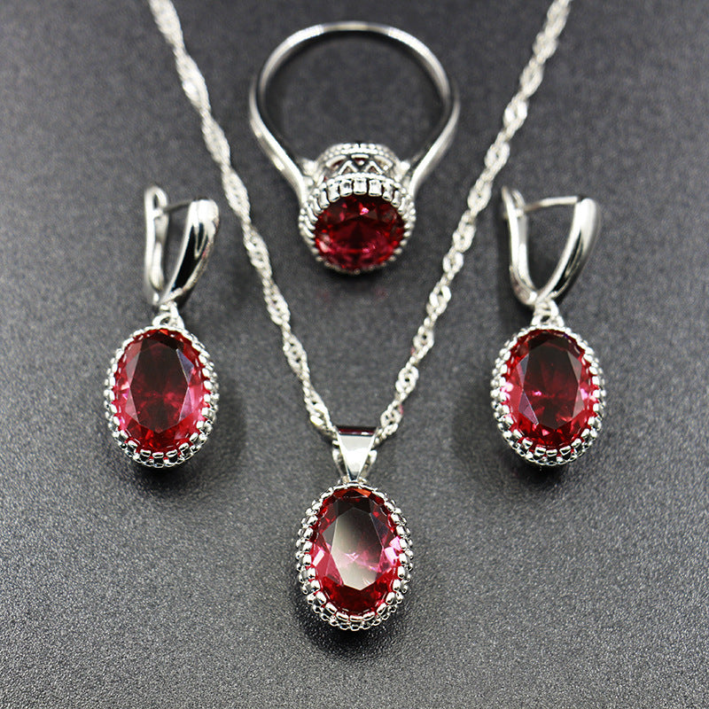 3-piece Fire Red Garnet Gemstone Jewelry Set