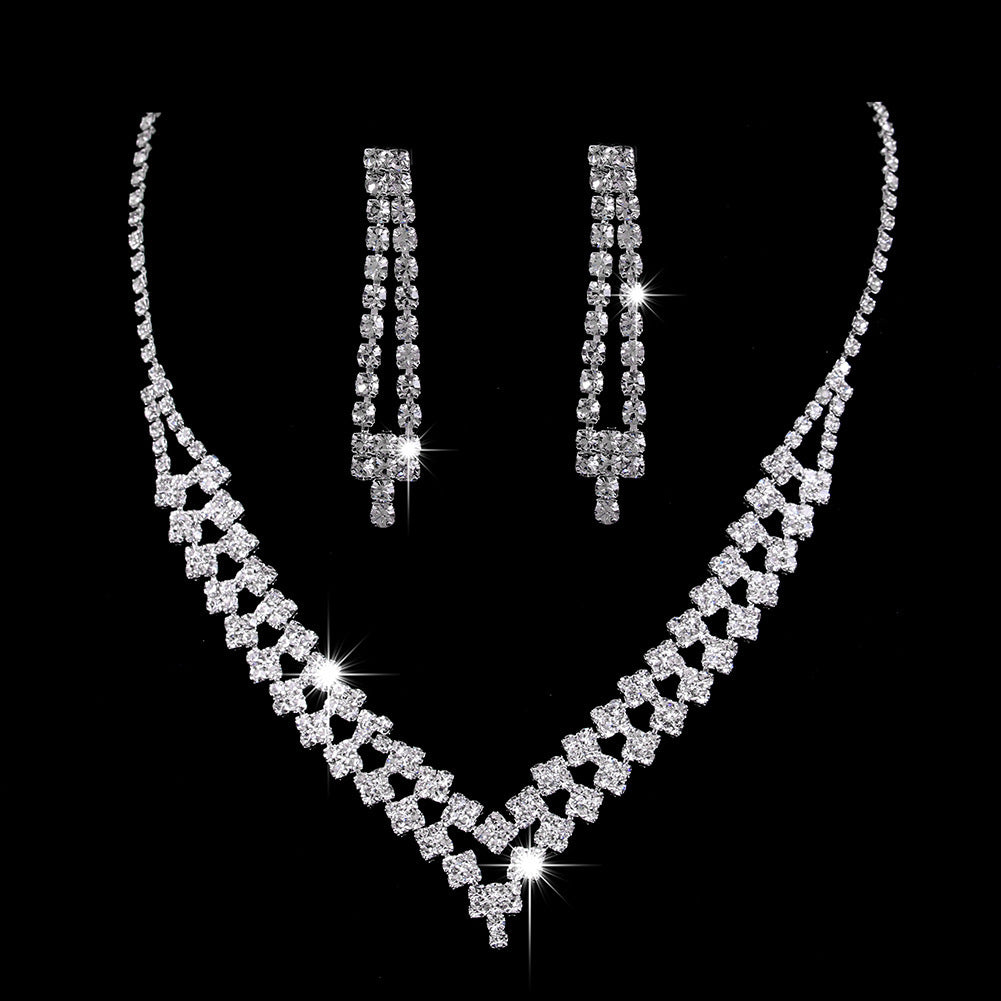 Full Rhinestone Zircon Water Drop Jewelry Set