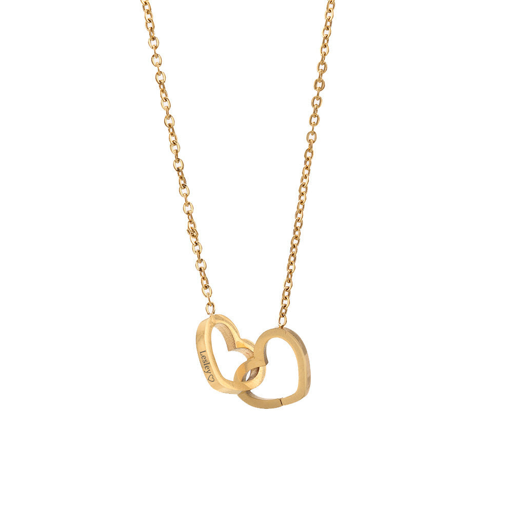 Forever Double Heart Custom Name Necklace